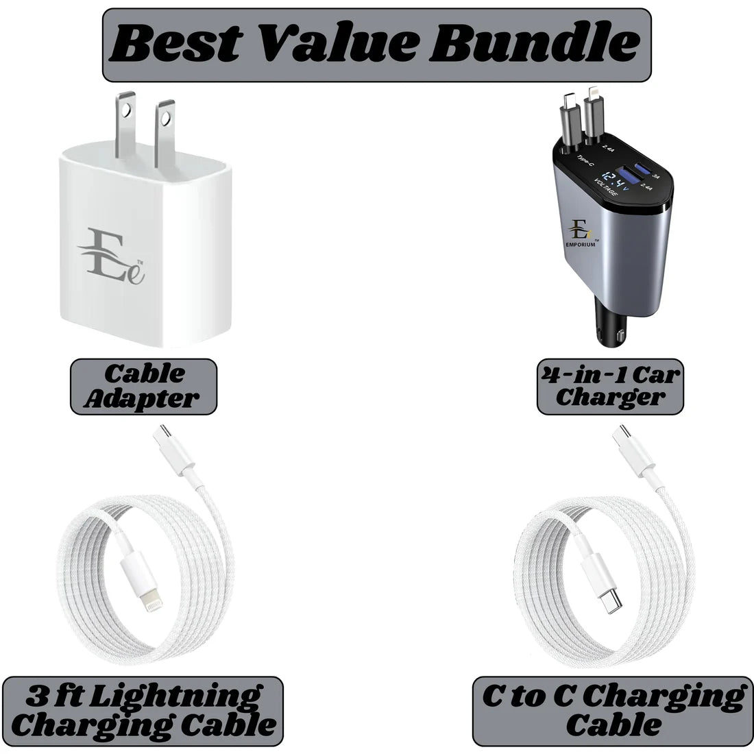 4-in-1 Car Phone Charger | 120W Fast Charger for Car