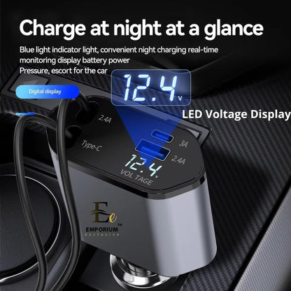 4-in-1 Car Phone Charger | 120W Fast Charger for Car