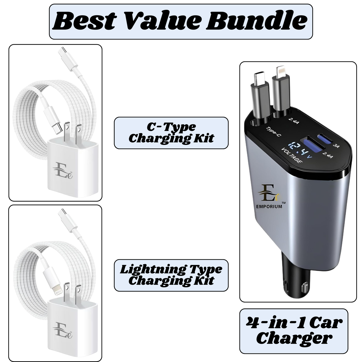 4-in-1 Car Phone Charger | 120W Fast Charger for Car