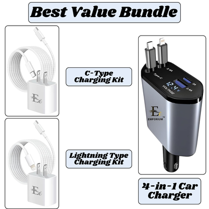 4-in-1 Car Phone Charger | 120W Fast Charger for Car