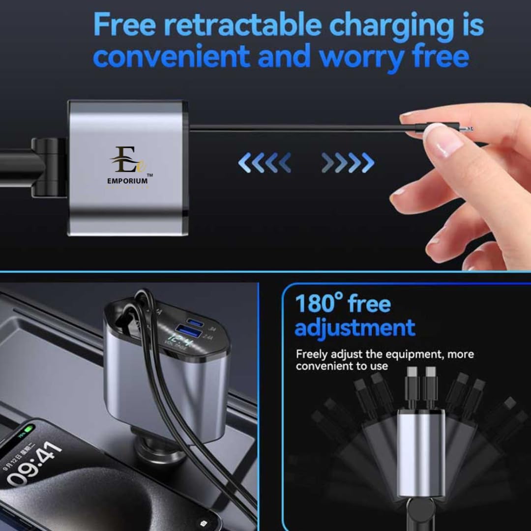 4-in-1 Car Phone Charger | 120W Fast Charger for Car