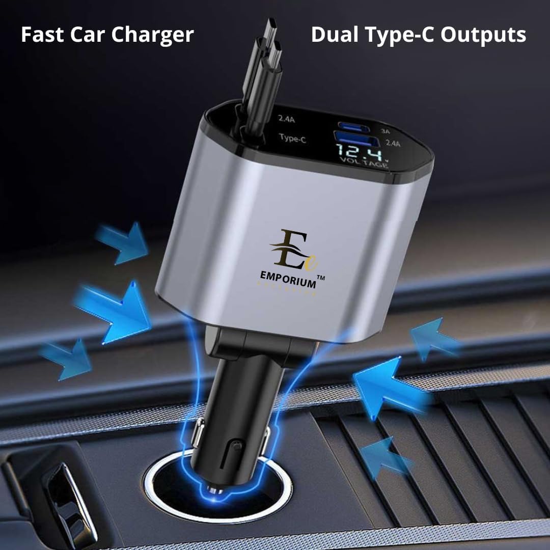 4-in-1 Car Phone Charger | 120W Fast Charger for Car