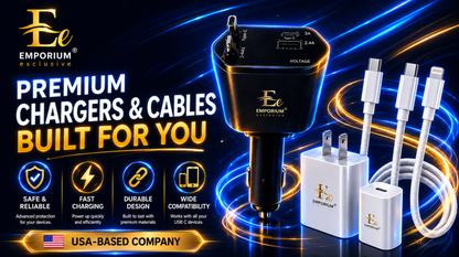 Fast Car Charger 4-in-1 Retractable Cable USB-C & iPhone Multi Device Charging