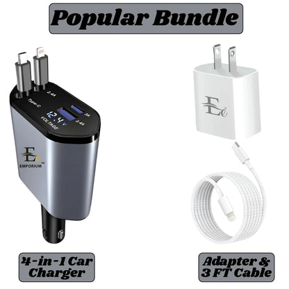 4-in-1 Car Phone Charger | 120W Fast Charger for Car